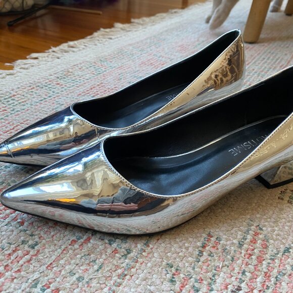 Silver Low Chunky Heels - Picture 7 of 7